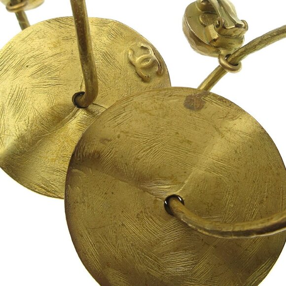 Chanel Dangle Hoop Earrings Clip-On Gold 94A 99559 - Picture 2 of 4